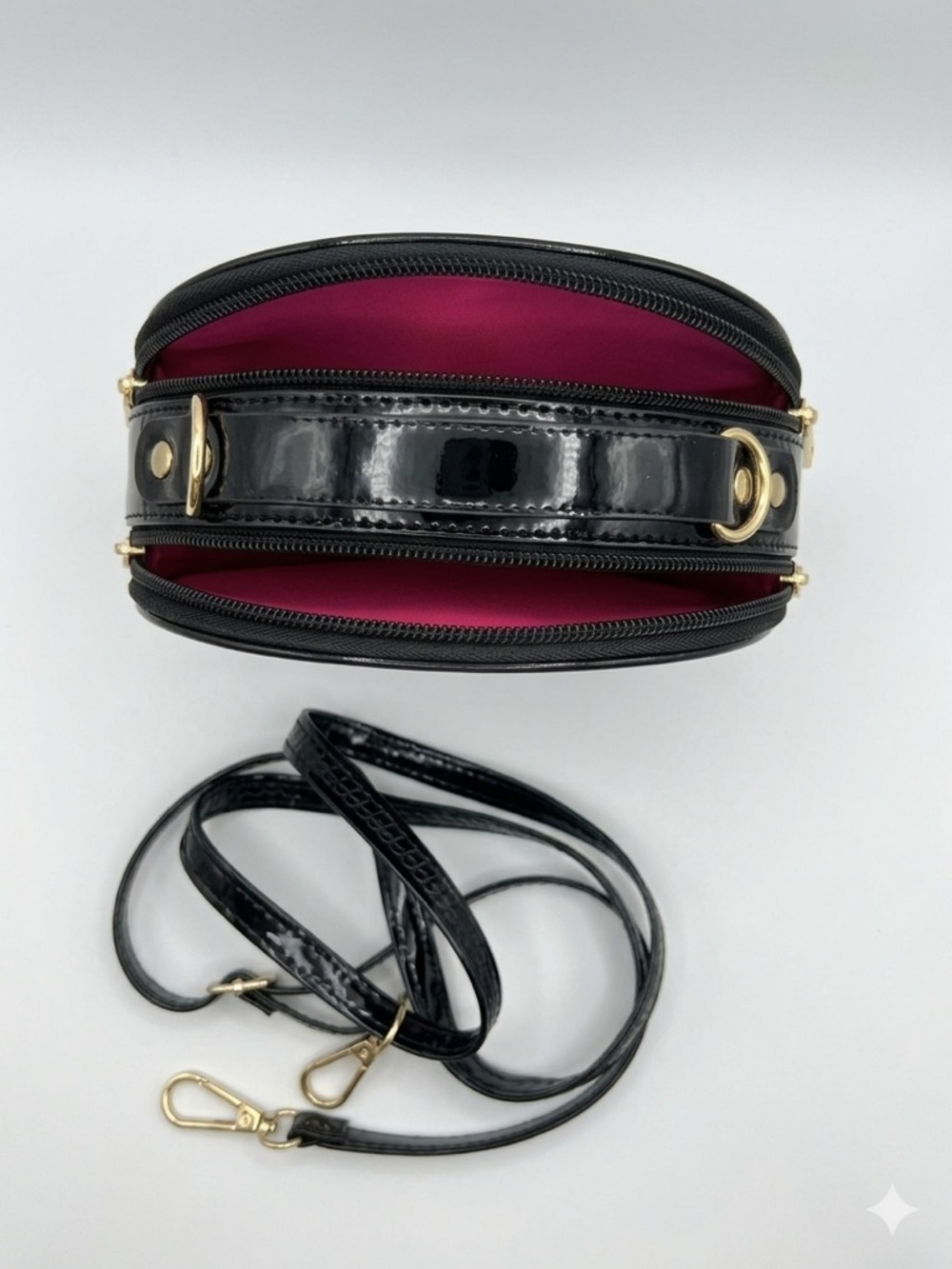 Hello Kitty Black Patent Mini Crossbody Bag & Hello Kitty Nylon Wristlet Pouch - Picture 6 of 7